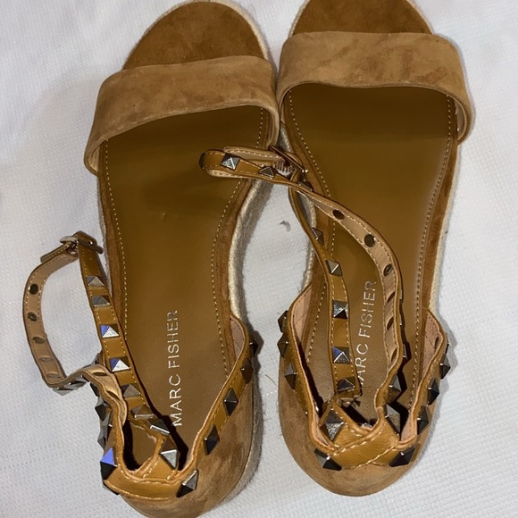 Marc Fisher Jazlyn Wo Size 8 Tan Espadrille Shoes with Double wrap ankle straps - Picture 8 of 15